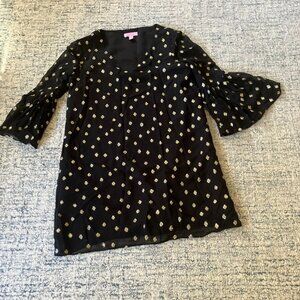 Lilly Pulitzer Black and Gold Dress, Size 0
